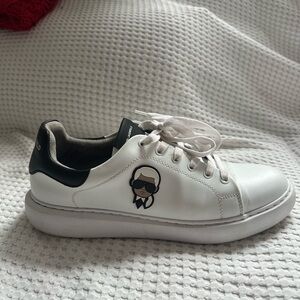 Karl Lagerfeld Kids White Sneakers with Black Details